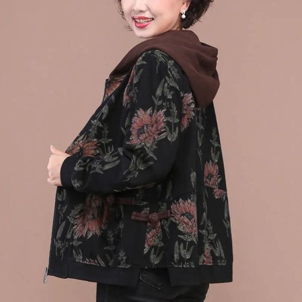 women's jackets 2021 printed short jacket autumn winter mother's wear casual hooded stitching basic coat black, Black;brown
women's jackets 2021 printed short jacket autumn winter mother's wear casual hooded stitching basic coat black, Black;brown