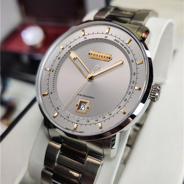 wristwatches poniger 316l stainless steel men mechanical watch miyota automatic movement wristwatch sapphire glass waterproof 50m, Slivery;brown
wristwatches poniger 316l stainless steel men mechanical watch miyota automatic movement wristwatch sapphire glass waterproof 50m, Slivery;brown