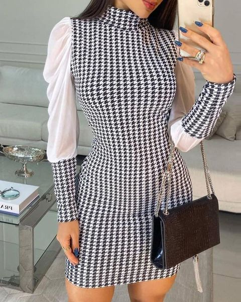 casual dresses women plaid patchwork dress turtleneck long sleeve bodycon elegant office lady pencil houndstooth vestidos, Black;gray
casual dresses women plaid patchwork dress turtleneck long sleeve bodycon elegant office lady pencil houndstooth vestidos, Black;gray