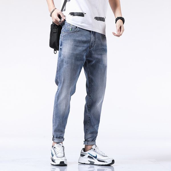 stretch washed jeans fashion brand loose legged harem pants men's youth casual capris style in spring and summer, Blue
stretch washed jeans fashion brand loose legged harem pants men's youth casual capris style in spring and summer, Blue