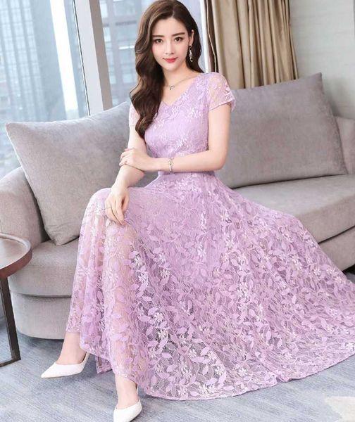 summer fashion temperament women o neck short sleeve flower lace dress elegant long vestidos 210531, Black;gray
summer fashion temperament women o neck short sleeve flower lace dress elegant long vestidos 210531, Black;gray