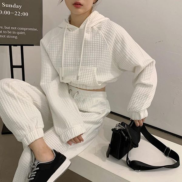women's two piece pants casual wear drawstring sweatshirt hooded short hoodies winter fashion white plaid big pocket cropped pullovers
women's two piece pants casual wear drawstring sweatshirt hooded short hoodies winter fashion white plaid big pocket cropped pullovers
