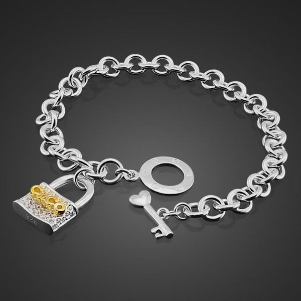 brand jewelry 100%925 sterling silver chain bracelet woman fashion lock pendant hand catenary accessories link,, Black
brand jewelry 100%925 sterling silver chain bracelet woman fashion lock pendant hand catenary accessories link,, Black