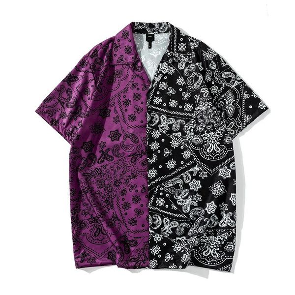 men's casual shirts bandana hawaiian shirt men thin material clothing summer, White;black
men's casual shirts bandana hawaiian shirt men thin material clothing summer, White;black