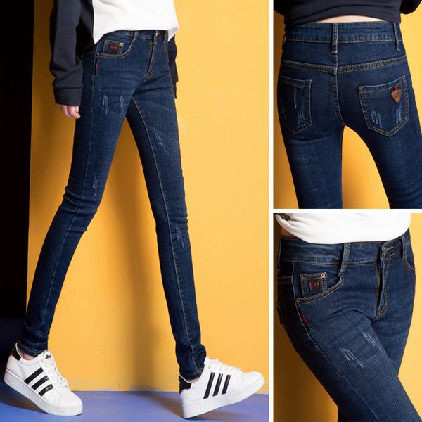 women's jeans jeans pants spring and summer 2021 new autumn korean version show thin elastic leggings trend, Blue