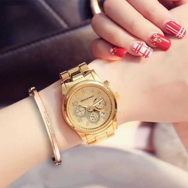 wristwatches style japan movement women's watch simple stainless steel strap waterproof calendar round quartz, Slivery;brown
wristwatches style japan movement women's watch simple stainless steel strap waterproof calendar round quartz, Slivery;brown