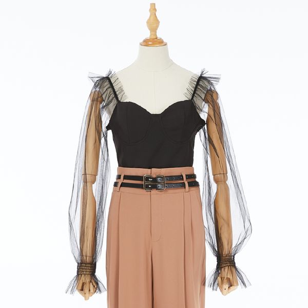 fashionable and elegant female t shirt meshwork long - sleeved top, White
fashionable and elegant female t shirt meshwork long - sleeved top, White