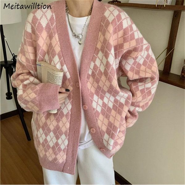 women's knits & tees 2021 autumn winter cardigans long sleeve knitted argyle sweater women vintage korean cardigan jacket with buttons, White
women's knits & tees 2021 autumn winter cardigans long sleeve knitted argyle sweater women vintage korean cardigan jacket with buttons, White