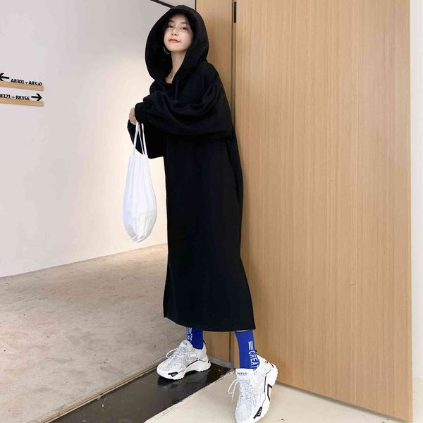feminine plus size sleeve hood sweatshirt with loose hoodie solid color long hoodies dress, Black
feminine plus size sleeve hood sweatshirt with loose hoodie solid color long hoodies dress, Black