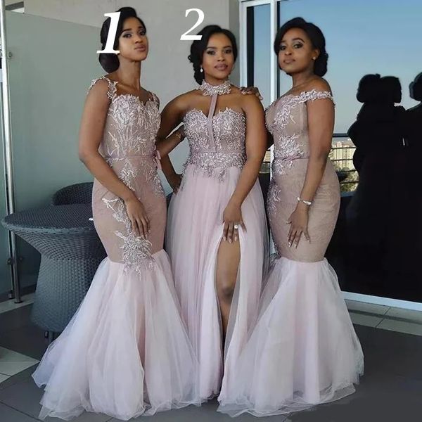 african black girl country bridesmaid dresses lace maid of honor gowns wedding party guest dress side split formal gown, White;pink
african black girl country bridesmaid dresses lace maid of honor gowns wedding party guest dress side split formal gown, White;pink