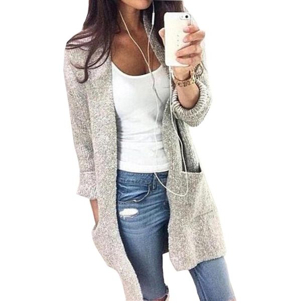 women's sweaters sweater 2021 long cardigan autumn and winter casual solid color sleeve large pocket women vestidos mmy66630, White;black
women's sweaters sweater 2021 long cardigan autumn and winter casual solid color sleeve large pocket women vestidos mmy66630, White;black