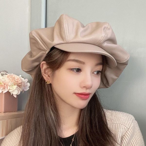 berets autumn winter over size beret cap fashion women pu leather hat laides retro beanie caps british painter gorros, Blue;gray
berets autumn winter over size beret cap fashion women pu leather hat laides retro beanie caps british painter gorros, Blue;gray