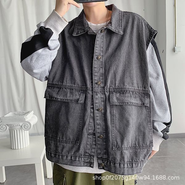 fashion vest autumn 2021 net red tooling denim cec coat men's korean loose sleeveless, Black;white
fashion vest autumn 2021 net red tooling denim cec coat men's korean loose sleeveless, Black;white