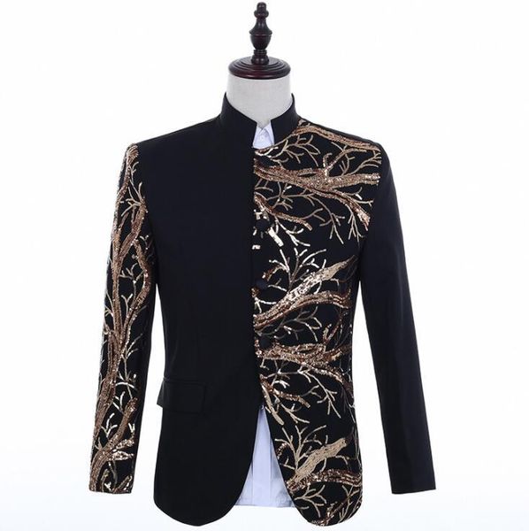 men's suits & blazers singers gold sequins blazer men stand collar jacket mens stage costumes clothes dance star style dress punk rock, White;black
men's suits & blazers singers gold sequins blazer men stand collar jacket mens stage costumes clothes dance star style dress punk rock, White;black