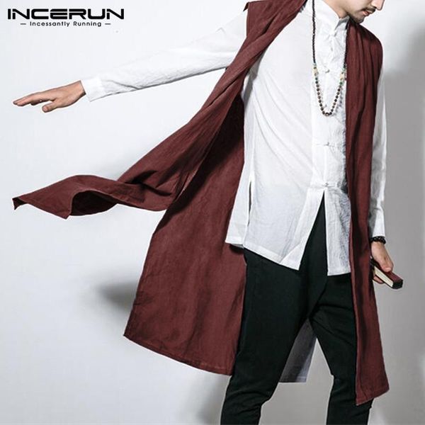men's vests fashion cotton men cardigan sleeveless vest retro trench long jacket overcoat coat 5xl hombre outwear incerun, Black;white
men's vests fashion cotton men cardigan sleeveless vest retro trench long jacket overcoat coat 5xl hombre outwear incerun, Black;white