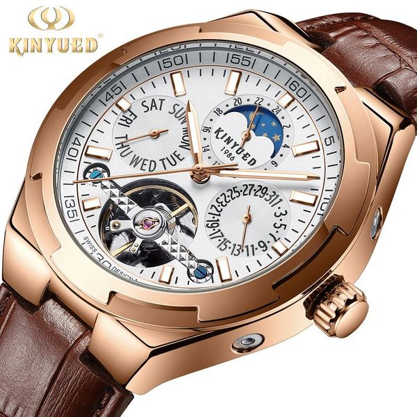 wristwatches kinyued men's automatic mechanical watch multifunction waterproof tourbillon leather strap male watches j065, Slivery;brown
wristwatches kinyued men's automatic mechanical watch multifunction waterproof tourbillon leather strap male watches j065, Slivery;brown