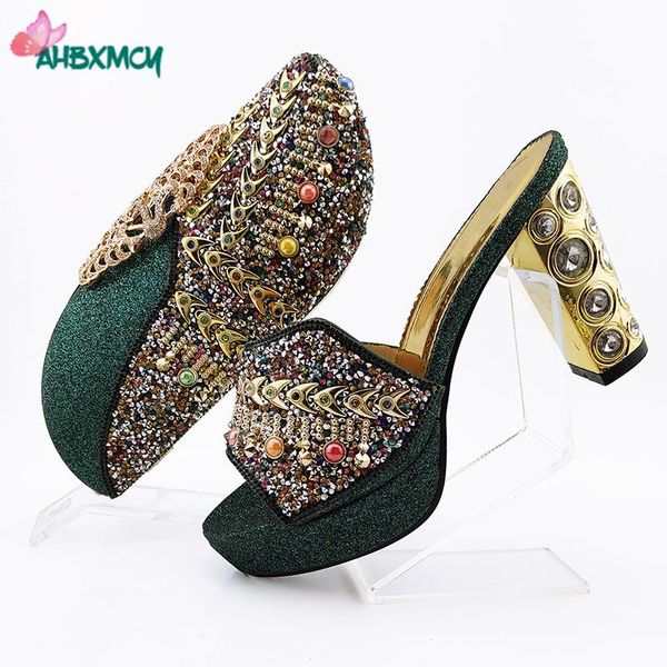 dress shoes dark green color leisure african women matching bag for garden party slipper with platform crystal, Black
dress shoes dark green color leisure african women matching bag for garden party slipper with platform crystal, Black