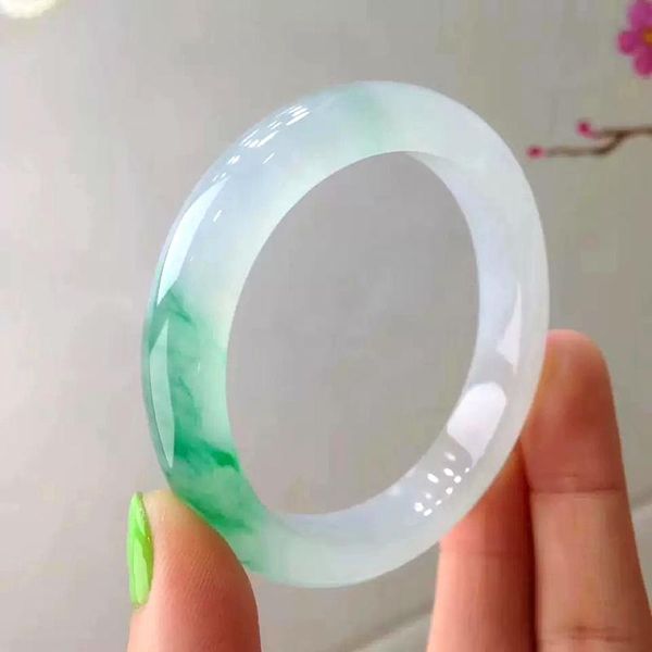 other bracelets zheru jewelry natural burmese jade bicolor 54mm-62mm light green bracelet elegant princess gift, Golden;silver