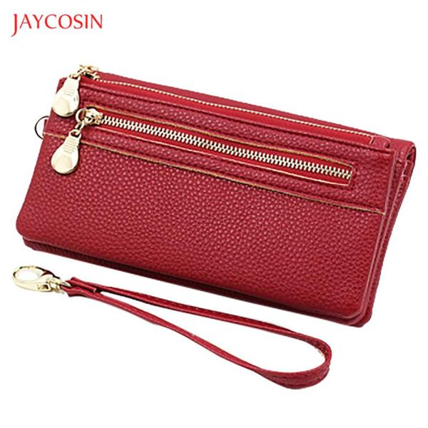 wallets jaycosin 2021 leather women wallet fashion solid zipper designer phone holder ladies long clutch bag card with handle, Red;black
wallets jaycosin 2021 leather women wallet fashion solid zipper designer phone holder ladies long clutch bag card with handle, Red;black