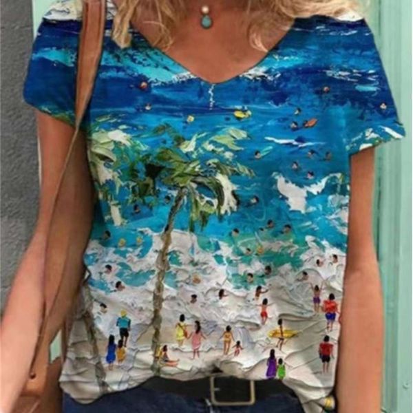 women's t-shirt 2021 fashion leisure beach hawaiian style mosaic printing v-neck loose for women amh9, White
women's t-shirt 2021 fashion leisure beach hawaiian style mosaic printing v-neck loose for women amh9, White