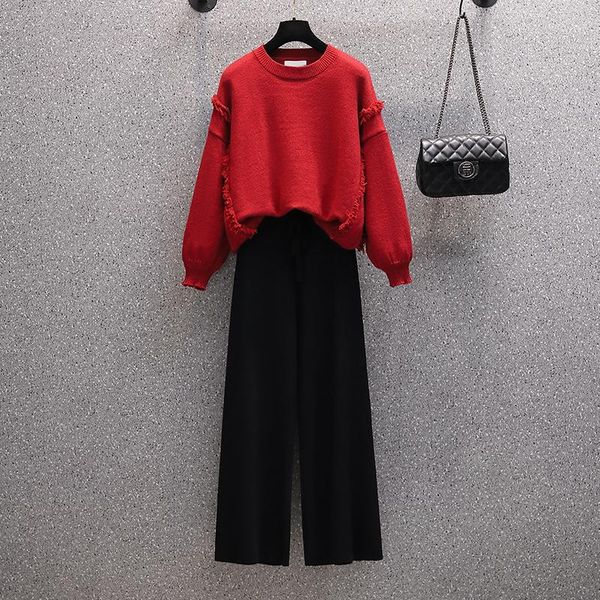 women's two piece pants arrival autumn winter knitted set casual pullovers and wide-leg suits hit color, White
women's two piece pants arrival autumn winter knitted set casual pullovers and wide-leg suits hit color, White