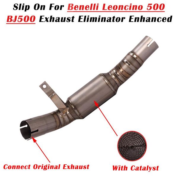 slip on motorcycle exhaust escape titanium alloy middle link pipe cat delete eliminator enhanced for benelli leoncino 500 bj500 system
slip on motorcycle exhaust escape titanium alloy middle link pipe cat delete eliminator enhanced for benelli leoncino 500 bj500 system