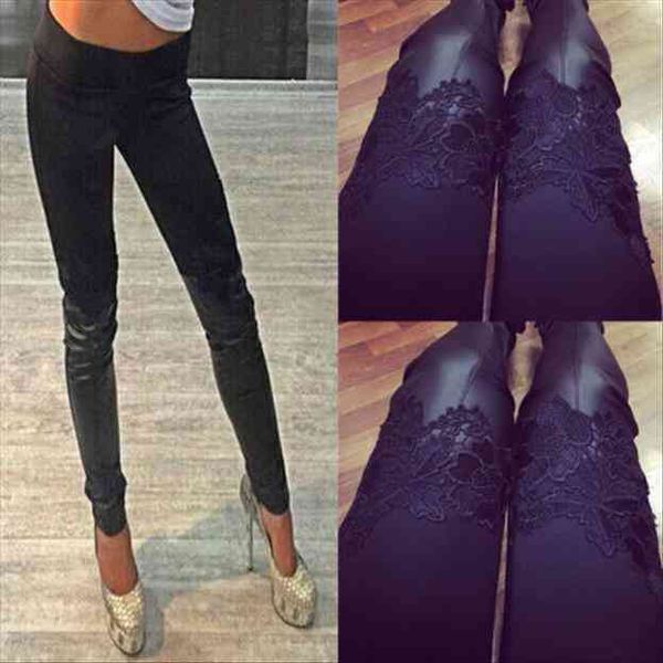 fashion skinny pants stretchy women legging high waist casual faux leather slim stretch lace solid sport pencil trousers, Black
fashion skinny pants stretchy women legging high waist casual faux leather slim stretch lace solid sport pencil trousers, Black