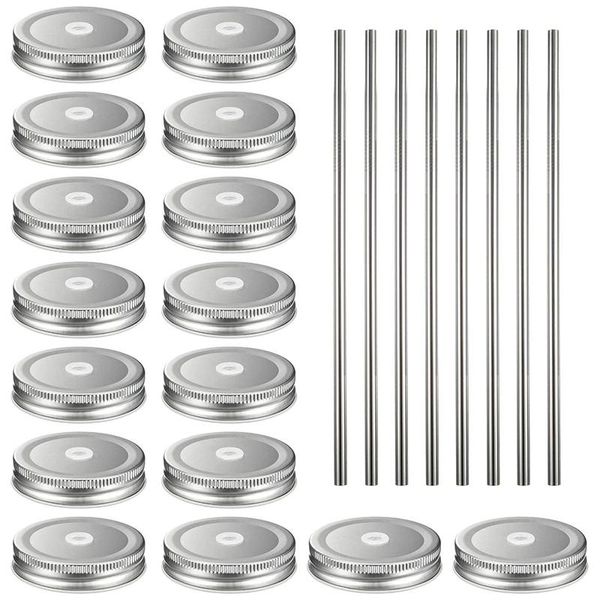 pack regular mouth lids with 8 packs 18/8 stainless steel straws leak proof secure glass jar storage solid caps kitchen & organization
pack regular mouth lids with 8 packs 18/8 stainless steel straws leak proof secure glass jar storage solid caps kitchen & organization