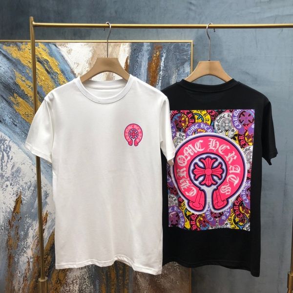 21 tide brand ch pink horseshoe sanskrit cross printed t-shirt short sleeve pure cotton lovers, White;black
21 tide brand ch pink horseshoe sanskrit cross printed t-shirt short sleeve pure cotton lovers, White;black