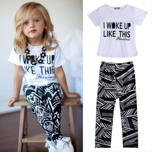 us stock 2pcs kids girls cotton short sleeves letter printed t shirt patchwork pants outfits set 2 9y, White
us stock 2pcs kids girls cotton short sleeves letter printed t shirt patchwork pants outfits set 2 9y, White