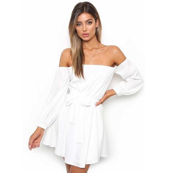 casual dresses ladies off shoulder dress women long sleeve strapless slim lace-up belt mini sashes slash neck vestido, Black;gray
casual dresses ladies off shoulder dress women long sleeve strapless slim lace-up belt mini sashes slash neck vestido, Black;gray