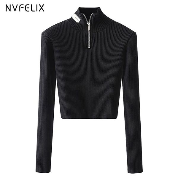 nvfelix black short knit sweater woman 2021 spring fashion korean slim mom base half turtleneck external wear coat women's sweaters, White;black
nvfelix black short knit sweater woman 2021 spring fashion korean slim mom base half turtleneck external wear coat women's sweaters, White;black