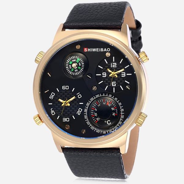 wristwatches big golden case mens watches dual times military wrist watch for men luxury leather strap sports relogio masculino clock man, Slivery;brown
wristwatches big golden case mens watches dual times military wrist watch for men luxury leather strap sports relogio masculino clock man, Slivery;brown