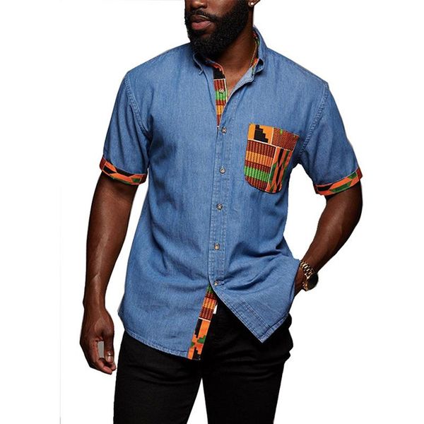 men's casual shirts men denim color block skinny short sleeved lapel shirt patchwork single breasted slim turn down collar t, White;black
men's casual shirts men denim color block skinny short sleeved lapel shirt patchwork single breasted slim turn down collar t, White;black