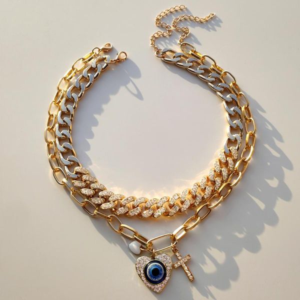 chains 2pcs golden miami cuban link choker heart shape evil eye cross crystal charms chain necklaces for women multilayer punk jewelry, Silver
chains 2pcs golden miami cuban link choker heart shape evil eye cross crystal charms chain necklaces for women multilayer punk jewelry, Silver