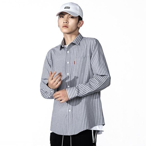 men's casual shirts hong kong style 2021 spring and autumn long-sleeved shirt trend fashion oxford striped, White;black
men's casual shirts hong kong style 2021 spring and autumn long-sleeved shirt trend fashion oxford striped, White;black