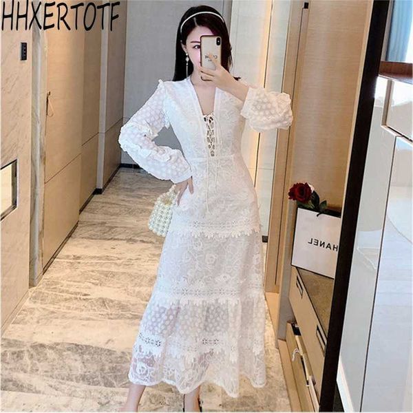 spring elegant ruffles v-neck long sleeve white lace party dres 210531, Black;gray
spring elegant ruffles v-neck long sleeve white lace party dres 210531, Black;gray