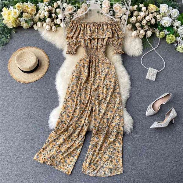 women's summer jumpsuit with floral lotus leaf side-neck high-waist wide-leg trousers waist off-shoulder gx028 210507, Black;white
women's summer jumpsuit with floral lotus leaf side-neck high-waist wide-leg trousers waist off-shoulder gx028 210507, Black;white