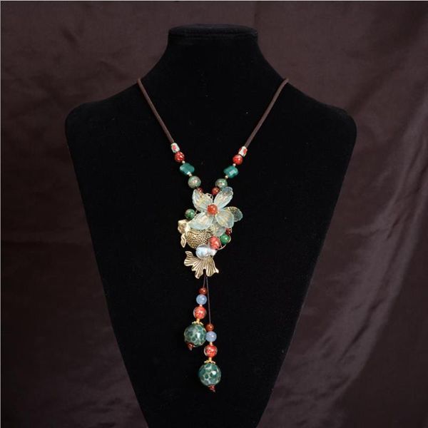chains bohemian necklace flower fish ceramic pendant vintage sweater chain female classic handmade coloured glaze, Silver
chains bohemian necklace flower fish ceramic pendant vintage sweater chain female classic handmade coloured glaze, Silver