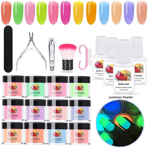 22pcs/set luminous dipping nail powder set 12 colors acrylic dip powder nail manicure tools glittery nail art decorations
22pcs/set luminous dipping nail powder set 12 colors acrylic dip powder nail manicure tools glittery nail art decorations