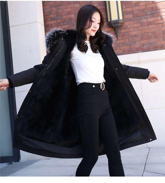 women's fur & faux real coat winter jacket parka thick streetwear outwear liner raccoon x-long natural warm waterproof women, Black
women's fur & faux real coat winter jacket parka thick streetwear outwear liner raccoon x-long natural warm waterproof women, Black