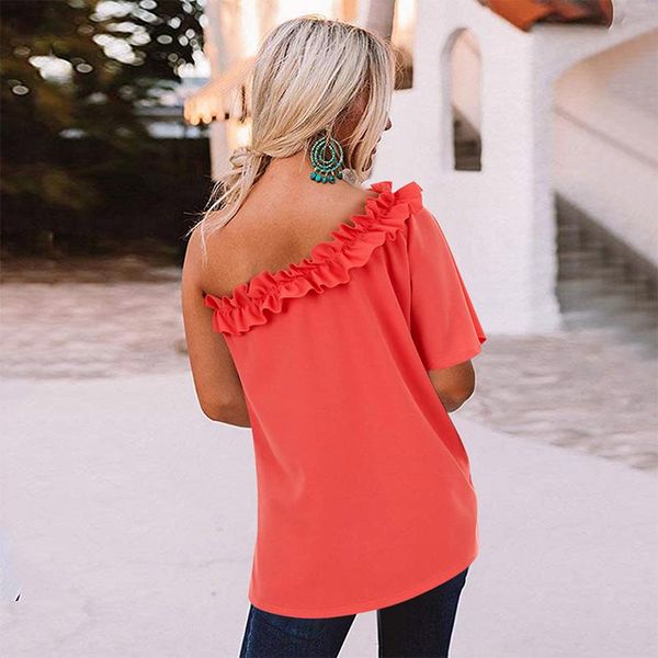 women's blouses & shirts elegant women ruffles summer one shoulder sleeveless casual party solid color fashion streetwear, White
women's blouses & shirts elegant women ruffles summer one shoulder sleeveless casual party solid color fashion streetwear, White