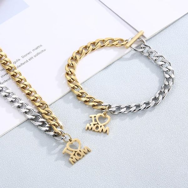 earrings & necklace stainless steel "i love mom" pendant creative letter bracelet women's jewelry set mother's day gift, Silver
earrings & necklace stainless steel "i love mom" pendant creative letter bracelet women's jewelry set mother's day gift, Silver