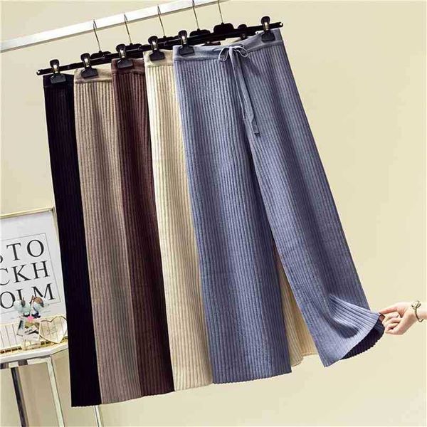 women knitted straight pants spring autumn korean high waist wide trousers ladies loose casual chic 210525, Black;white
women knitted straight pants spring autumn korean high waist wide trousers ladies loose casual chic 210525, Black;white