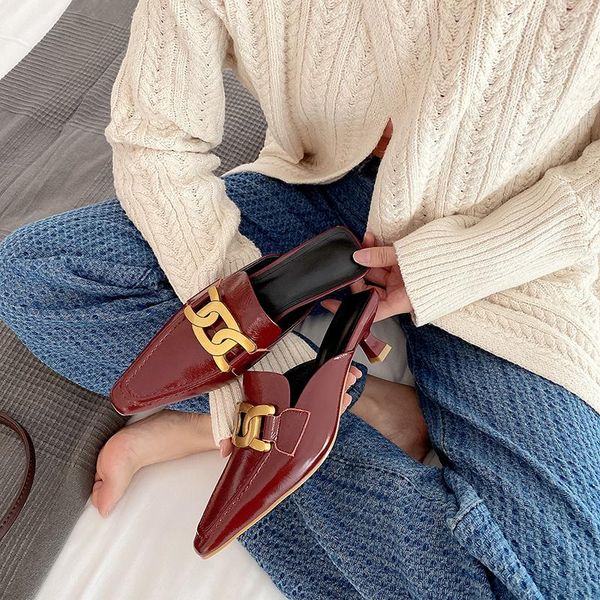 slippers 2021 women's natural leather 22-24.5cm length summer shoes outdoor fashion high-heeled small square toe, Black
slippers 2021 women's natural leather 22-24.5cm length summer shoes outdoor fashion high-heeled small square toe, Black