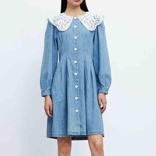 casual dresses diyig woman 2021 early autumn women's clothing sweet fresh doll collar close-fitting long sleeve slimming denim dress, Black;gray
casual dresses diyig woman 2021 early autumn women's clothing sweet fresh doll collar close-fitting long sleeve slimming denim dress, Black;gray