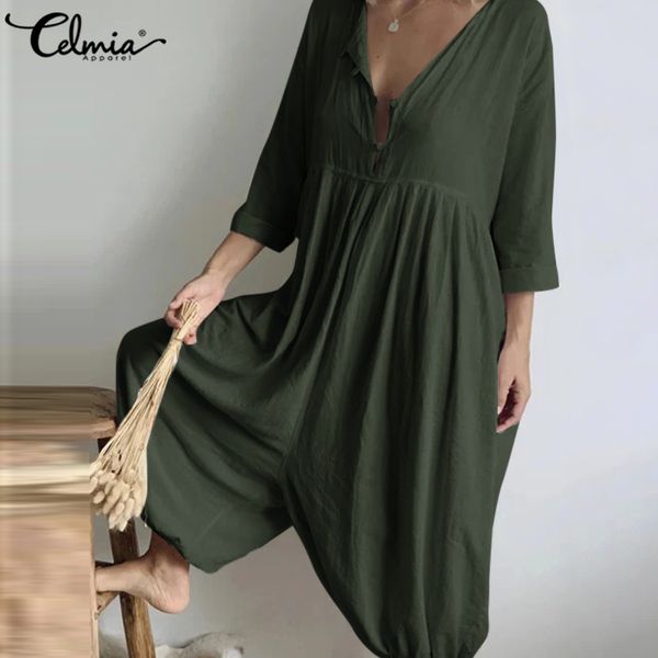 celmia women long sleeve jumpsuits oversized baggy romper autumn vintage harem pants drop-crotch playsuit casual loose overalls, Black;white
celmia women long sleeve jumpsuits oversized baggy romper autumn vintage harem pants drop-crotch playsuit casual loose overalls, Black;white