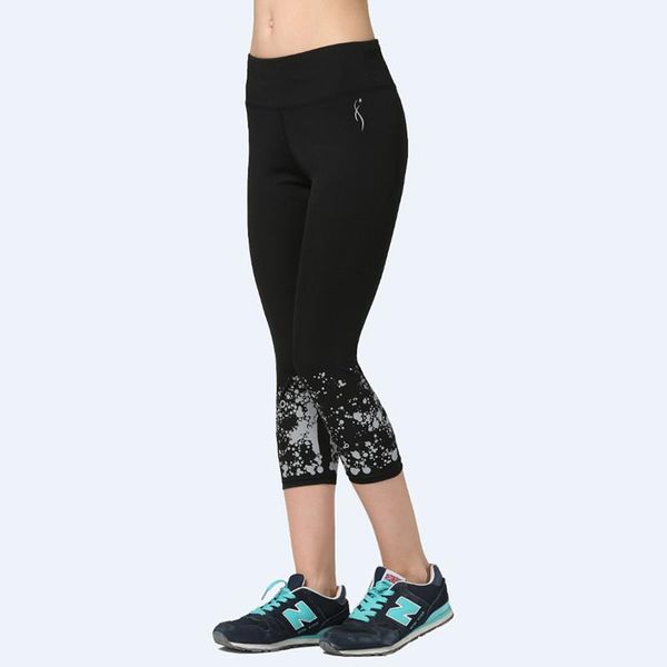 women's leggings women stitching color fitness quick drying exercise reflective mid calf energy pants trousers ropa mujer, Black
women's leggings women stitching color fitness quick drying exercise reflective mid calf energy pants trousers ropa mujer, Black