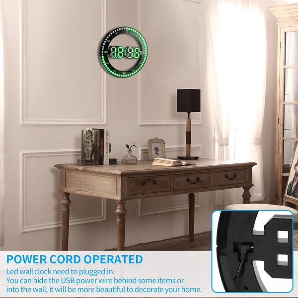 alarm clock 3d led wall modern design digital table nightlight for home living room decoration desk & clocks