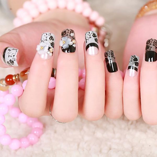 false nails 24pcs fake with glue stylish 3d bling nail glitter rhinestone black art press on designs to, Red;gold 
false nails 24pcs fake with glue stylish 3d bling nail glitter rhinestone black art press on designs to, Red;gold